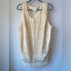 Ava & Viv Layered Crochet Tank Top 1X.